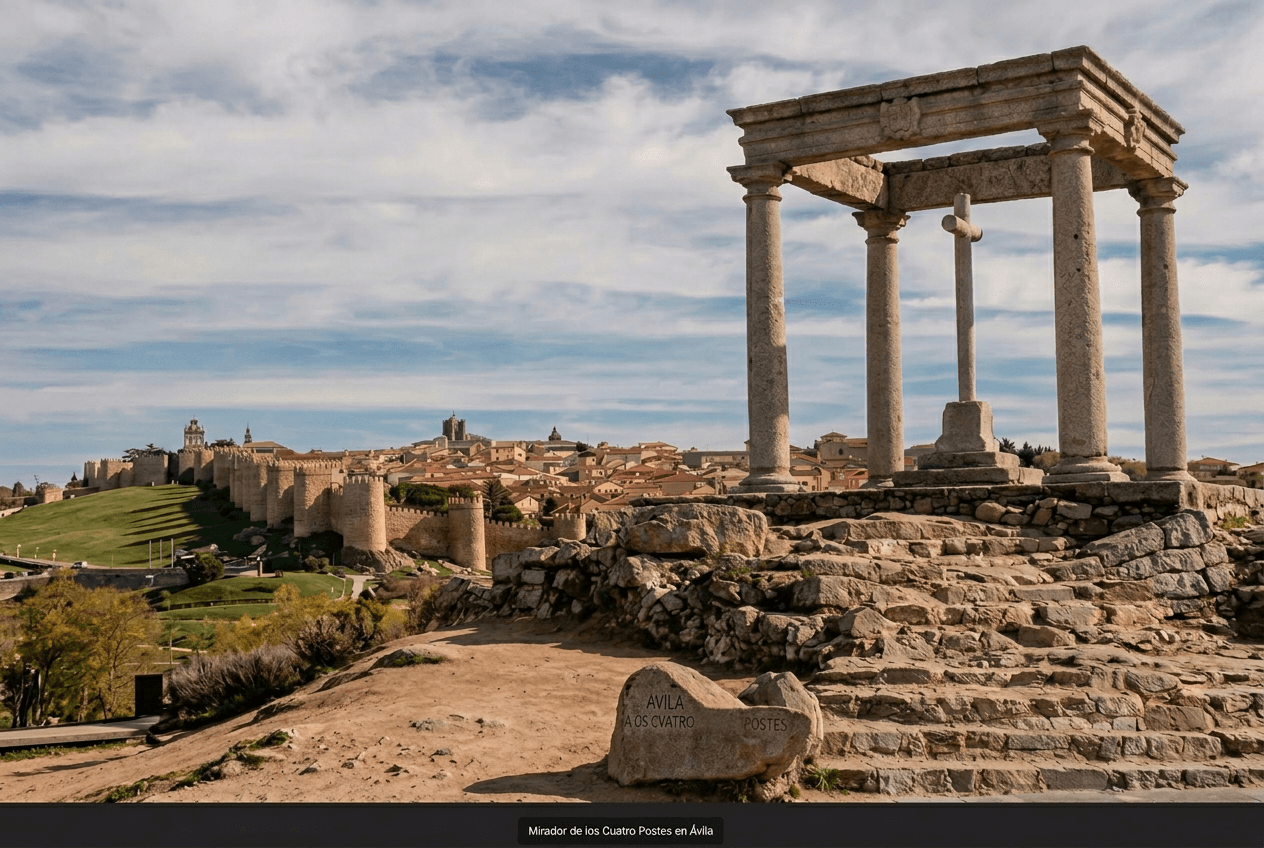 Mirador de los Cuatro Postes con vistas a la muralla de Ávila