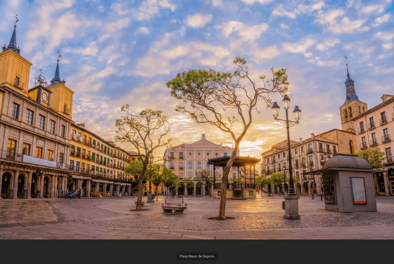 Plaza Mayor de Segovia con la Catedral al fondo