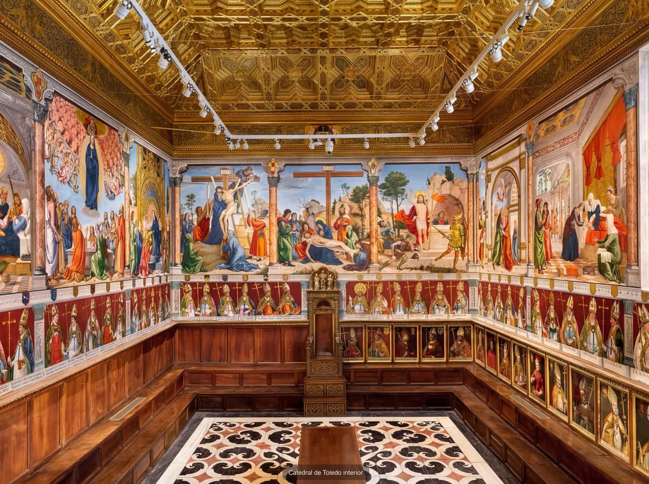 Interior of Toledo Cathedral with golden ceiling