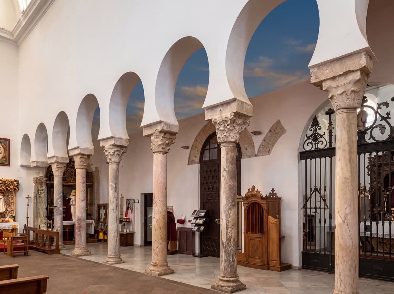 Interior of Santa María la Blanca Synagogue in Toledo