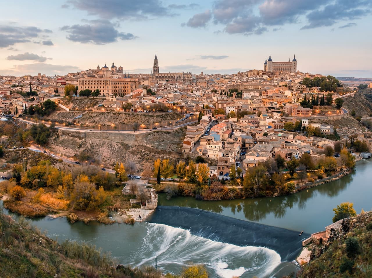 Toledo and Tagus River panoramic at sunset